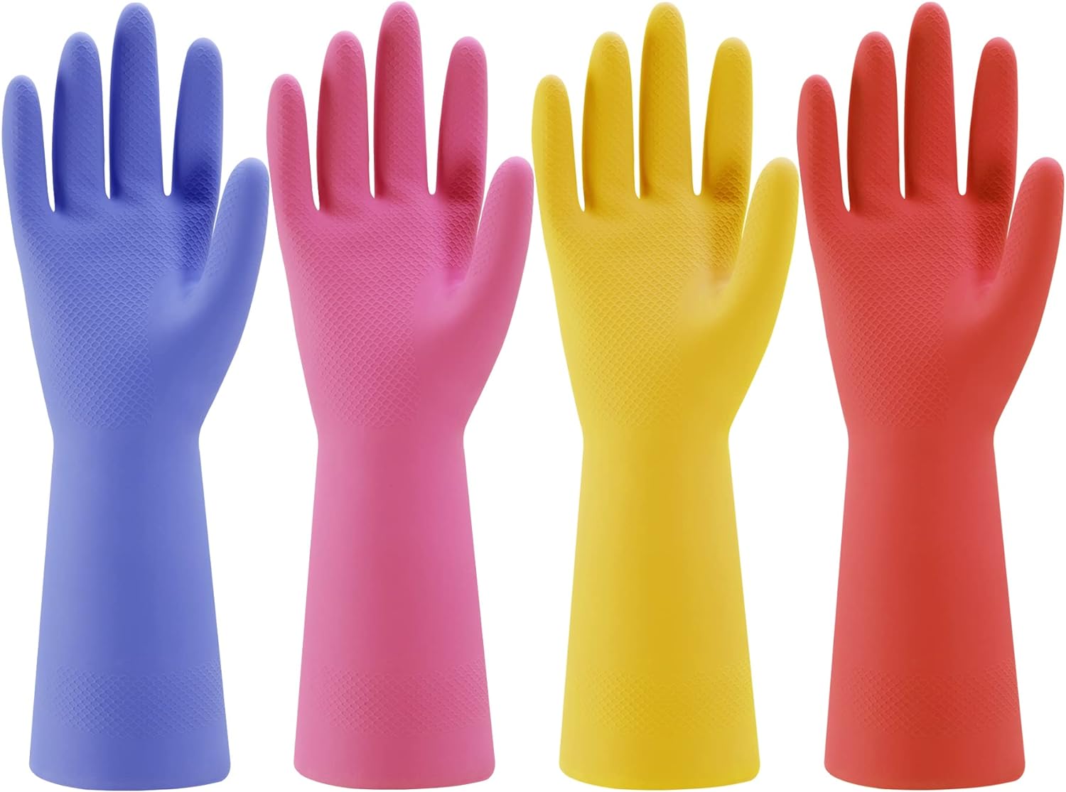 Rubber Kitchen Dishwashing Gloves, Colorful Reusable Household Cleaning Gloves for Washing Dishes and Cleaning Tasksv-4 Pairs Rubber Kitchen Dishwashing Gloves, Colorful Reusable Household Cleaning Gloves for Washing Dishes and Cleaning Tasksv-4 Pairs